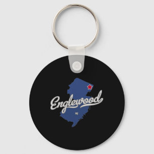 Porte-clés Carte d'Englewood New Jersey Nj