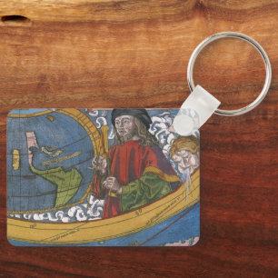 Porte-clés Carte des Amériques avec l'explorateur Amerigo Ves