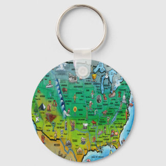 Porte-clés Carte des caricatures des USA
