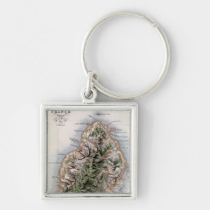 Porte-clés Carte des Îles Maurice, illustration 'Paul et