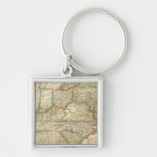 Porte-clés Carte Des Routes, Des Canaux Et Des Bateaux À Vap