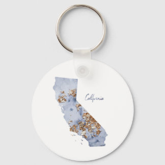 Porte-clés Carte d'état Blue & Gold California