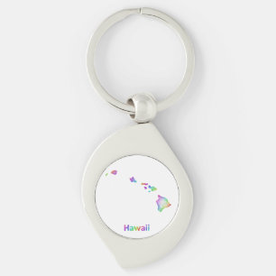 Porte-clés Carte d'Hawaï d'arc-en-ciel
