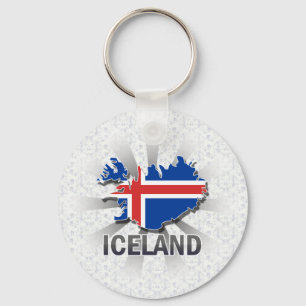Porte-clés Carte Drapeau Islande 2.0