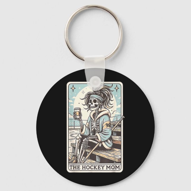 Porte-clés Carte drôle de squelette de mère de hockey (Recto)