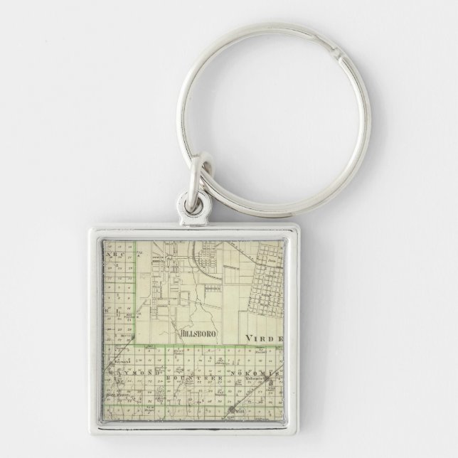 Porte-clés Carte du comté de Montgomery, de Hillsboro et de V (Devant)