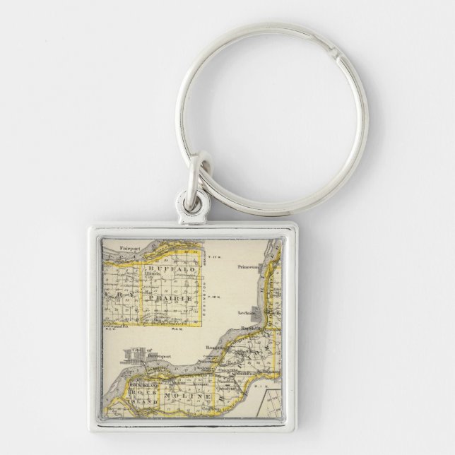 Porte-clés Carte du comté de Rock Island et de Dixon (Devant)