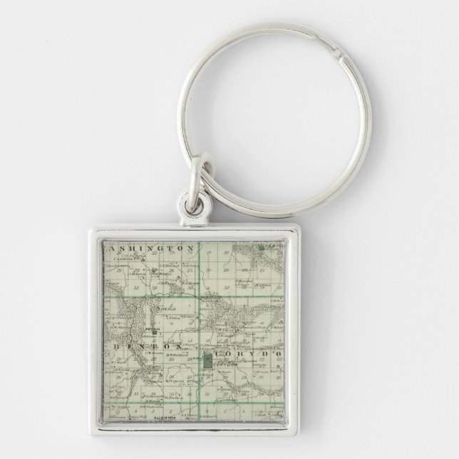 Porte-clés Carte du comté de Wayne, État de l'Iowa (Devant)