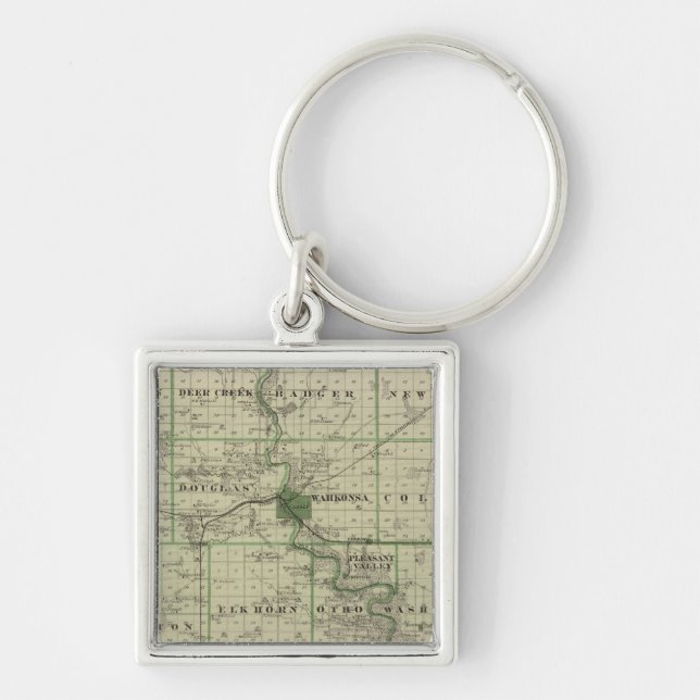Porte-clés Carte du comté de Webster, État de l'Iowa (Devant)