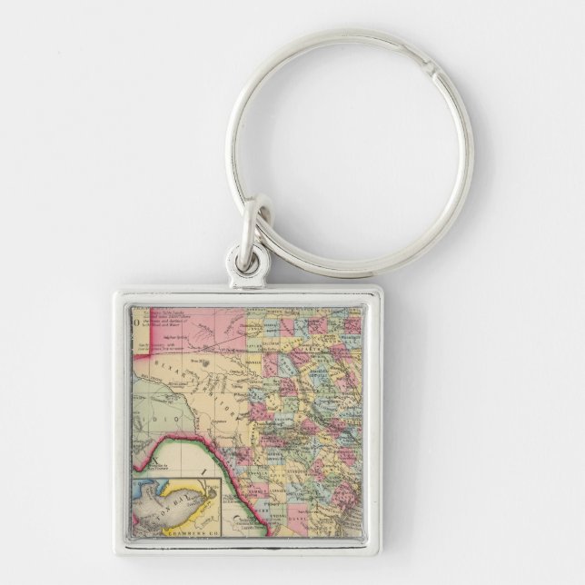 Porte-clés Carte Du Comté Du Texas (Devant)