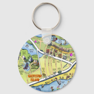 Porte-clés Carte du dessin animé Galveston Texas