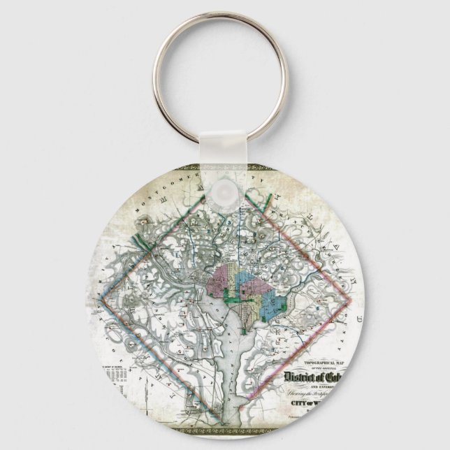 Porte-clés Carte du district de Washington de 1862 (Recto)