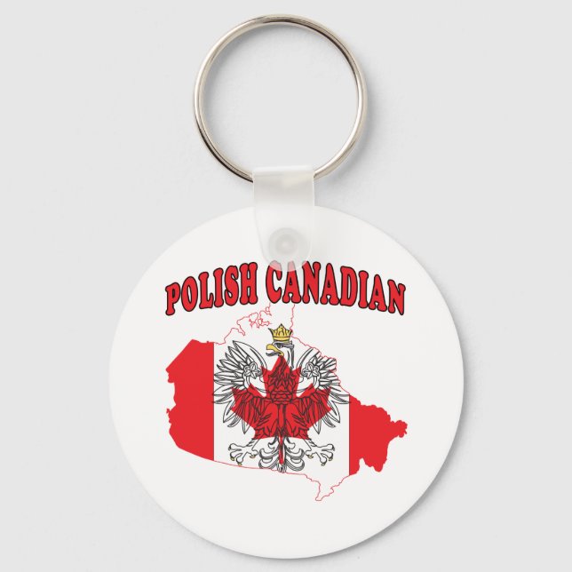Porte-clés Carte du drapeau canadien polonais (Recto)