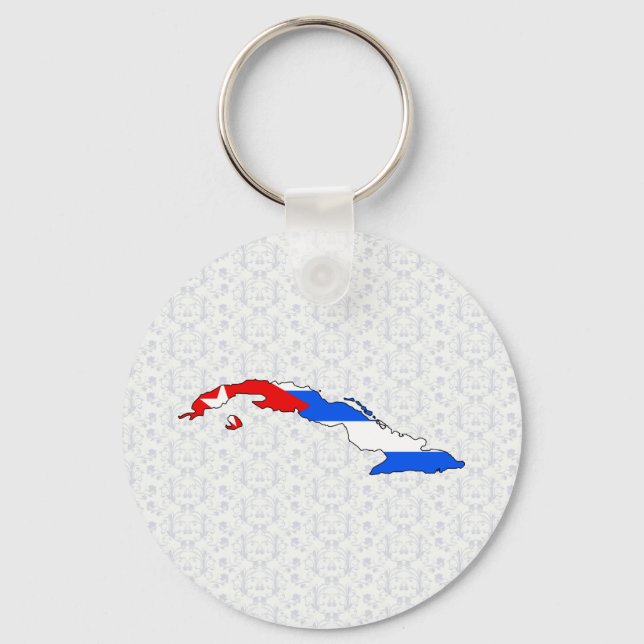 Porte-clés Carte du drapeau de Cuba taille réelle (Recto)