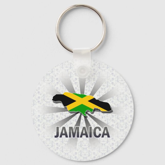 Porte-clés Carte du drapeau de Jamaïque 2.0 (Recto)