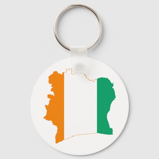 Porte-clés Carte du drapeau de la Côte d'Ivoire CI (Recto)