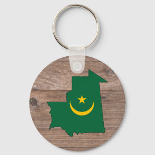 Porte-clés Carte du drapeau de l'équipe mauritania sur le boi