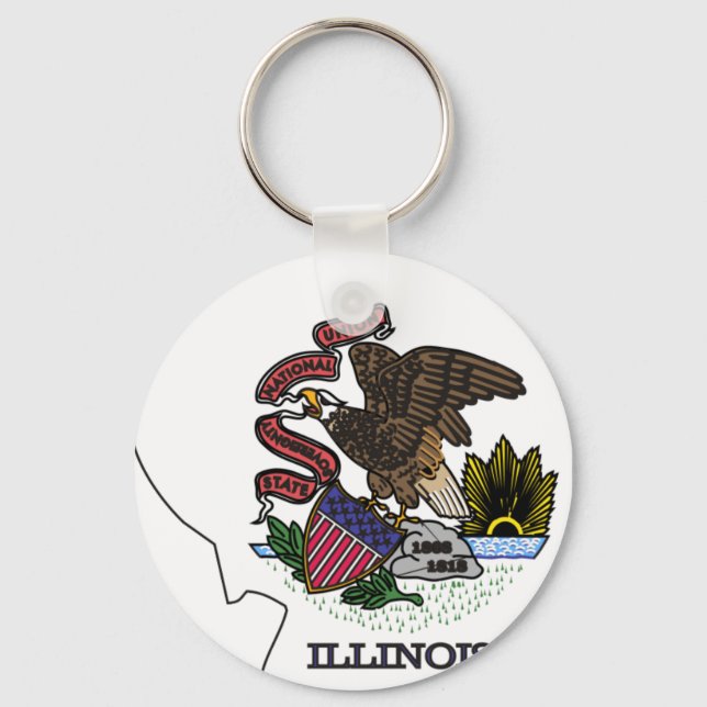 Porte-clés Carte du drapeau de l'Illinois (Recto)