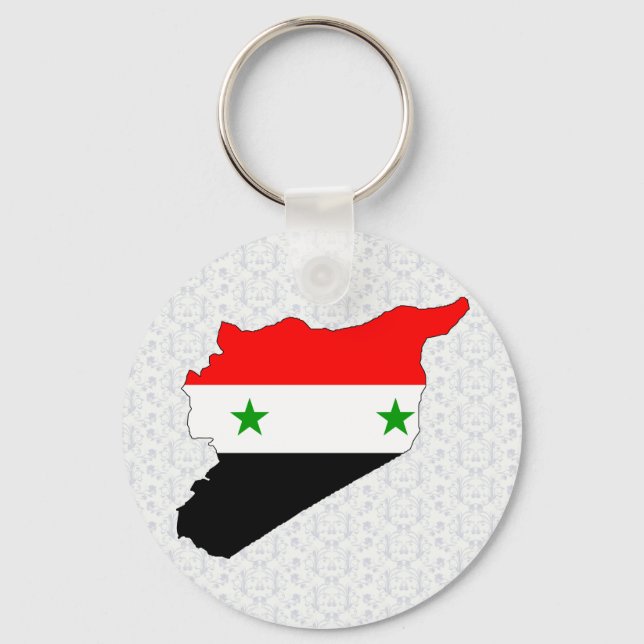 Porte-clés Carte du drapeau de Syrie pleine taille (Recto)