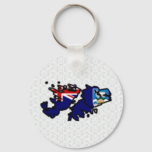 Porte-clés Carte du drapeau des îles Falkland grandeur (Recto)