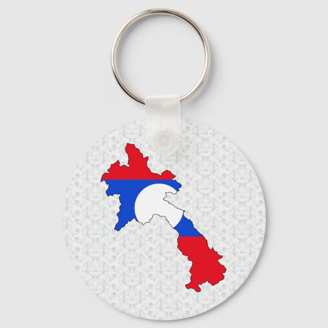 Porte-clés Carte du drapeau du Laos grandeur nature (Recto)