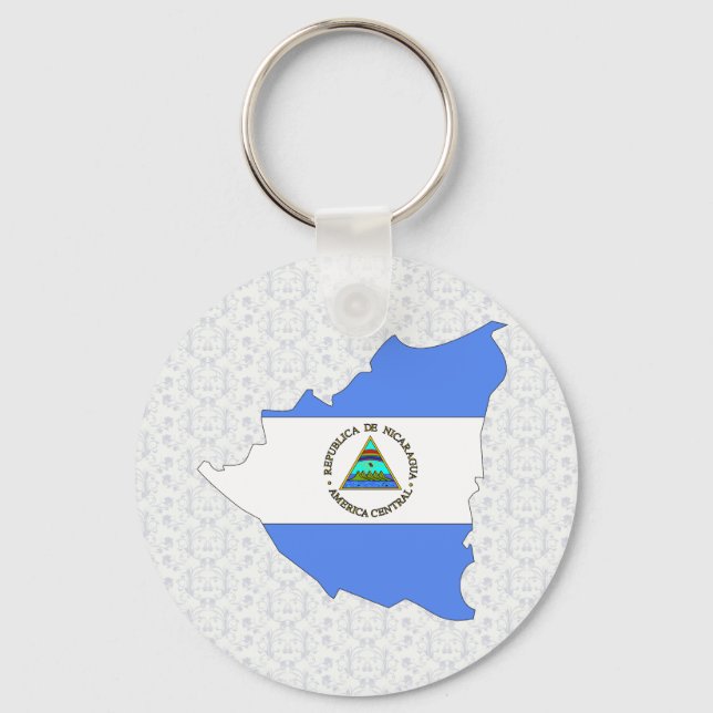Porte-clés Carte du drapeau du Nicaragua pleine taille (Recto)