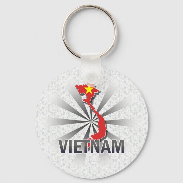 Porte-clés Carte du drapeau du Vietnam 2.0 (Recto)