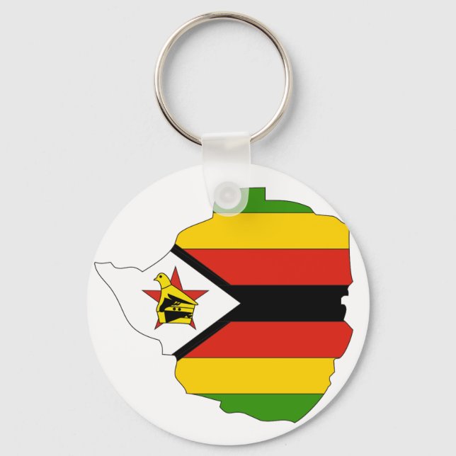 Porte-clés Carte du drapeau du Zimbabwe (Recto)