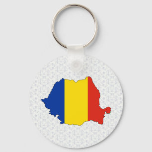 Porte-clés Carte du drapeau roumain pleine grandeur