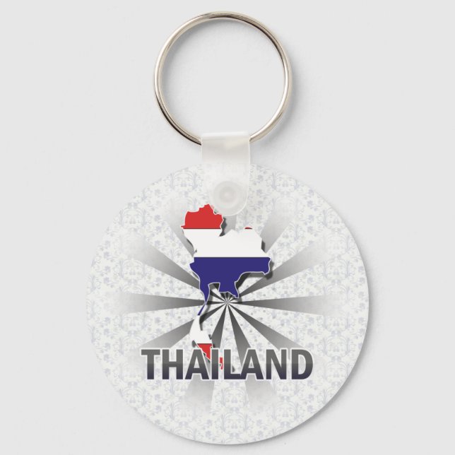 Porte-clés Carte du drapeau thaïlandais 2.0 (Recto)