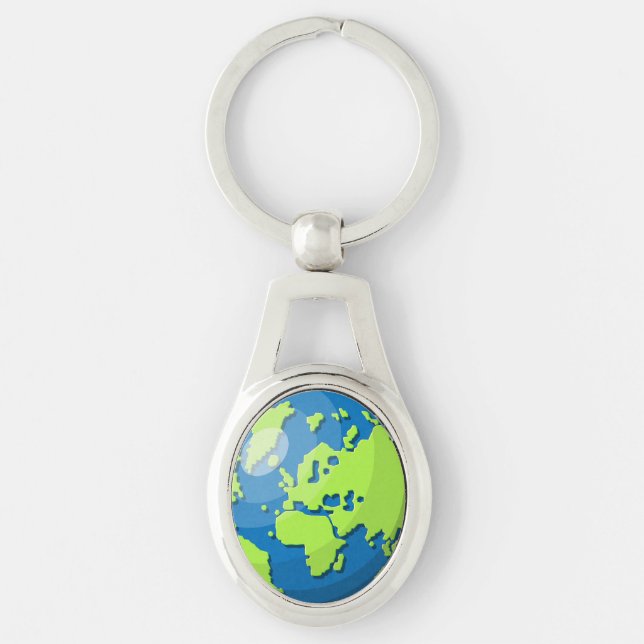 Porte-clés Carte du Globe Terrestre Moderne – Cadeau de Voyag (Devant)