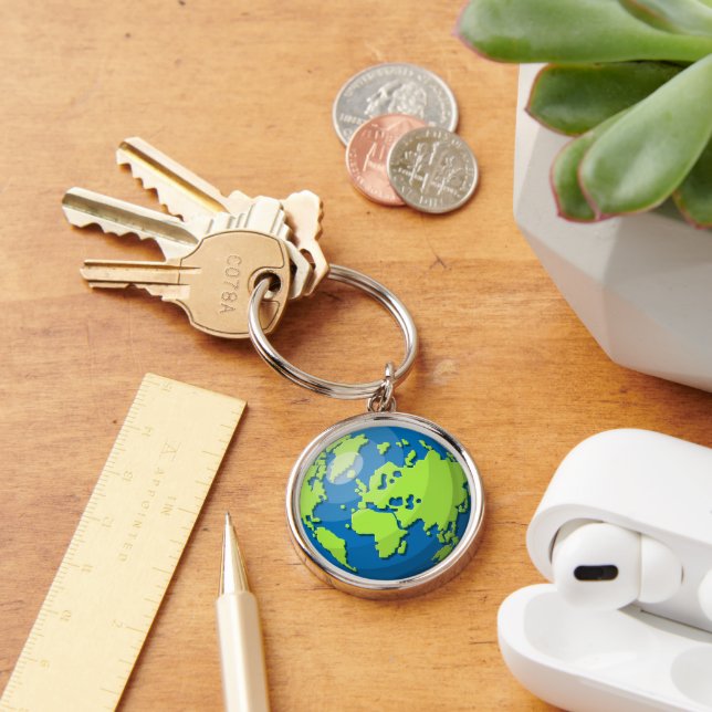 Porte-clés Carte du Globe Terrestre Moderne – Cadeau de Voyag (Bureau)