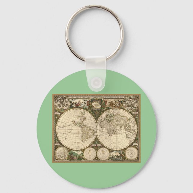 Porte-clés Carte du monde 1660 par Frederick de Wit (Recto)