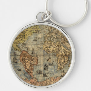 Porte-clés Carte du monde antique de Forlani 1565 Cartographi