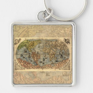 Porte-clés Carte du monde antique de Forlani 1565 Cartographi