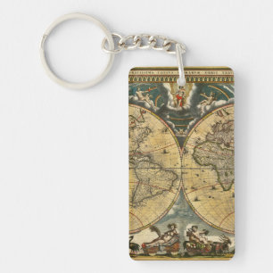 Porte-clés Carte du monde antique J. Blaeu 1664