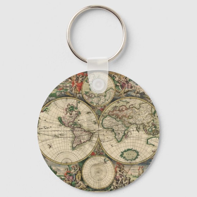 Porte-clés Carte du monde de 1689 (Recto)