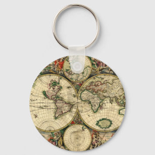 Porte-clés Carte du monde de 1689 cadeaux