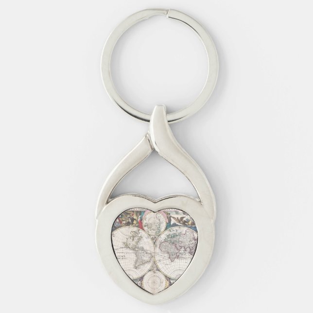 Porte-clés Carte du monde de Bormeester de 1685 (Devant)
