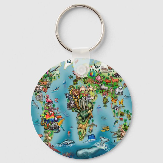 Porte-clés Carte du monde des animaux (Recto)