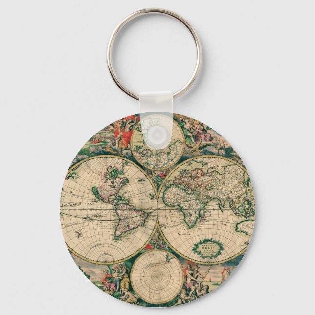 Porte-clés Carte du monde du XVIIe siècle (Recto)