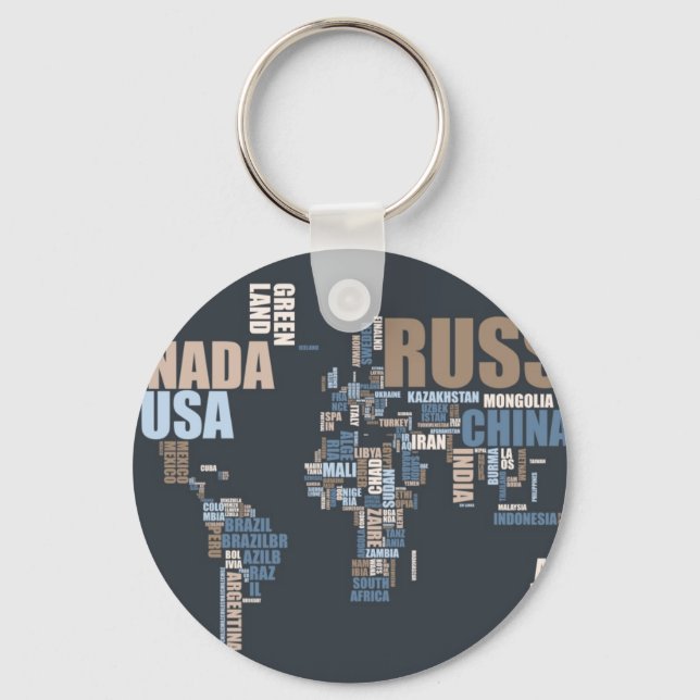 Porte-clés Carte du monde en mots (Recto)