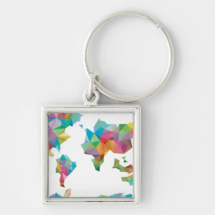 Porte-clés Carte du monde faite de formes géométriques
