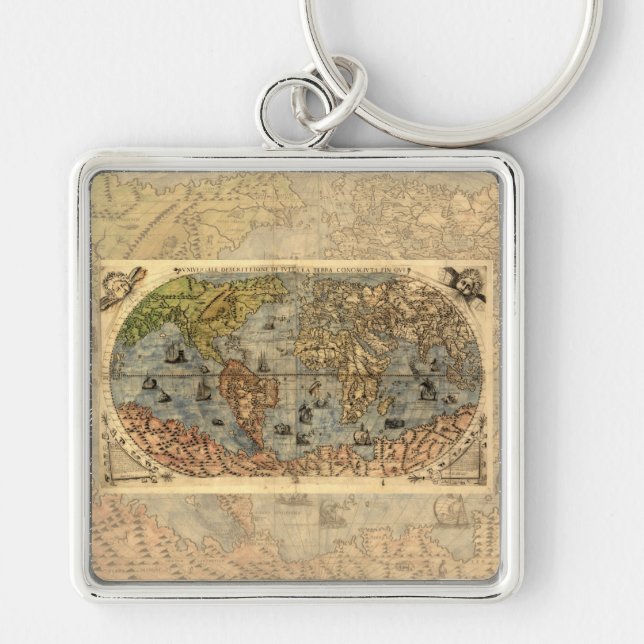 Porte-clés Carte du monde Forlani Antiquev 1565 Renaissance (Devant)