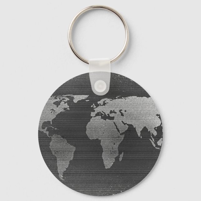 Porte-clés Carte du monde noir et blanc (Recto)