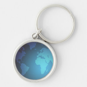 Porte-clés Carte du monde numérique en dégradé de points