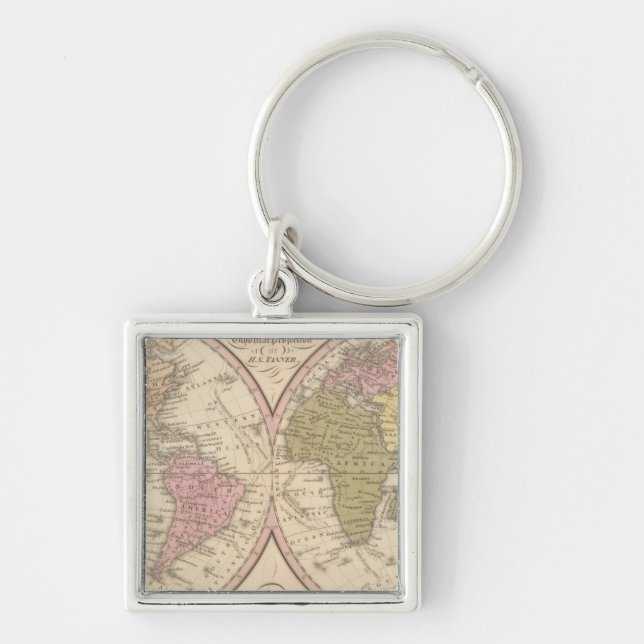 Porte-clés Carte du monde sur la projection mondiale (Devant)