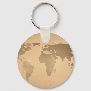 Porte-clés carte du monde vintage