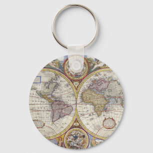 Porte-clés Carte du monde Vintage 1626
