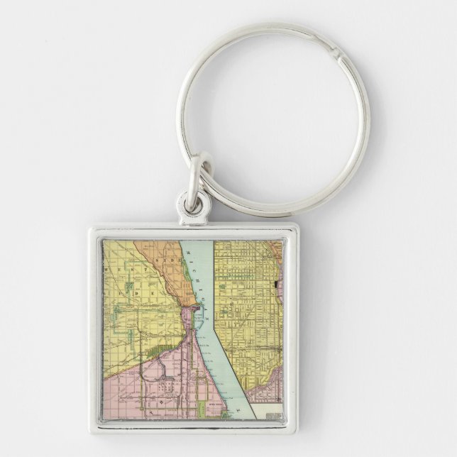 Porte-clés Carte du terminal ferroviaire de Chicago (Devant)